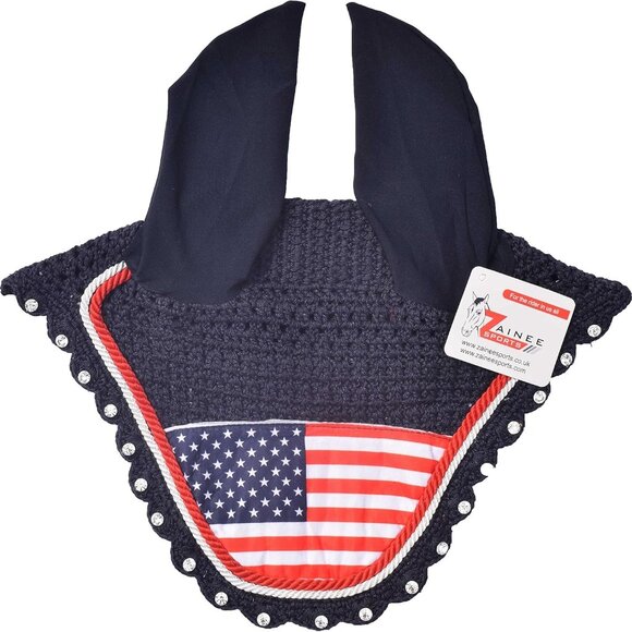 USA Flag All Purpose English Saddle Pad with Matching Fly Bonnet – Handmade Jump - Picture 2 of 8